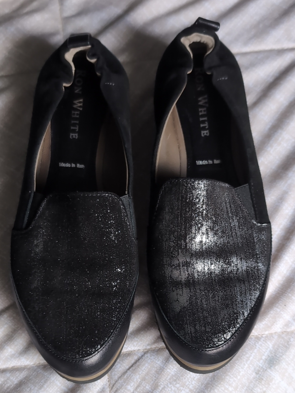 Ron White Black Slip-On Women's Loafers